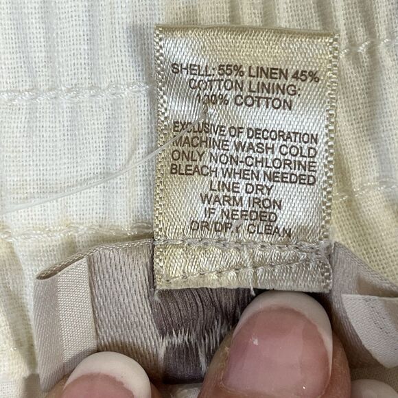 NEW W/Tag Ann Taylor Loft Outlet Wm Shorts Eyelet Trim White Linen Blend SZ‎ LG - Picture 9 of 13